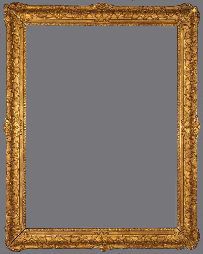 A gold frame with a gray background