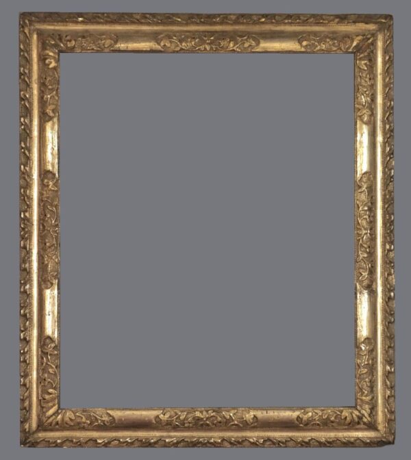 A gold frame with a gray background