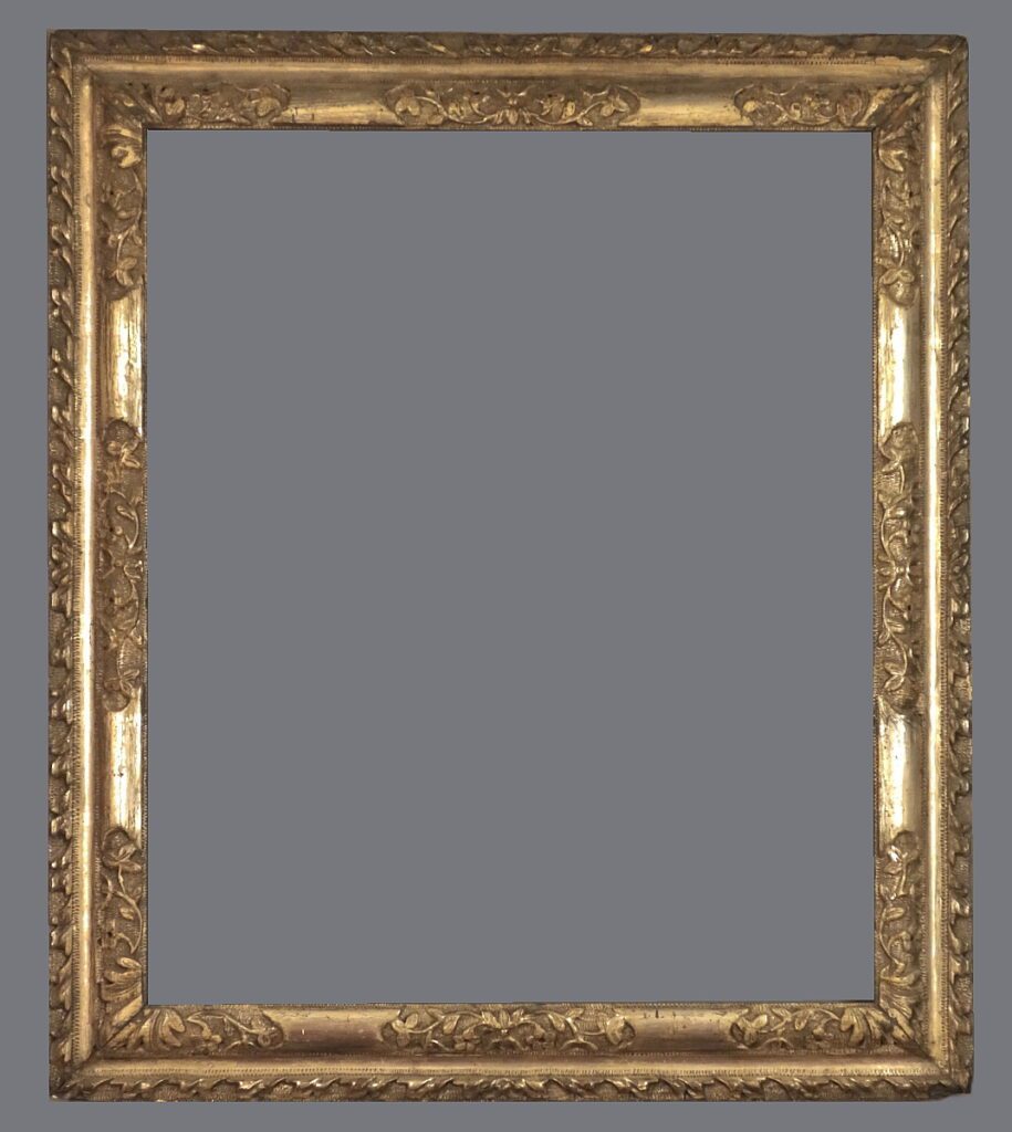 A gold frame with a gray background