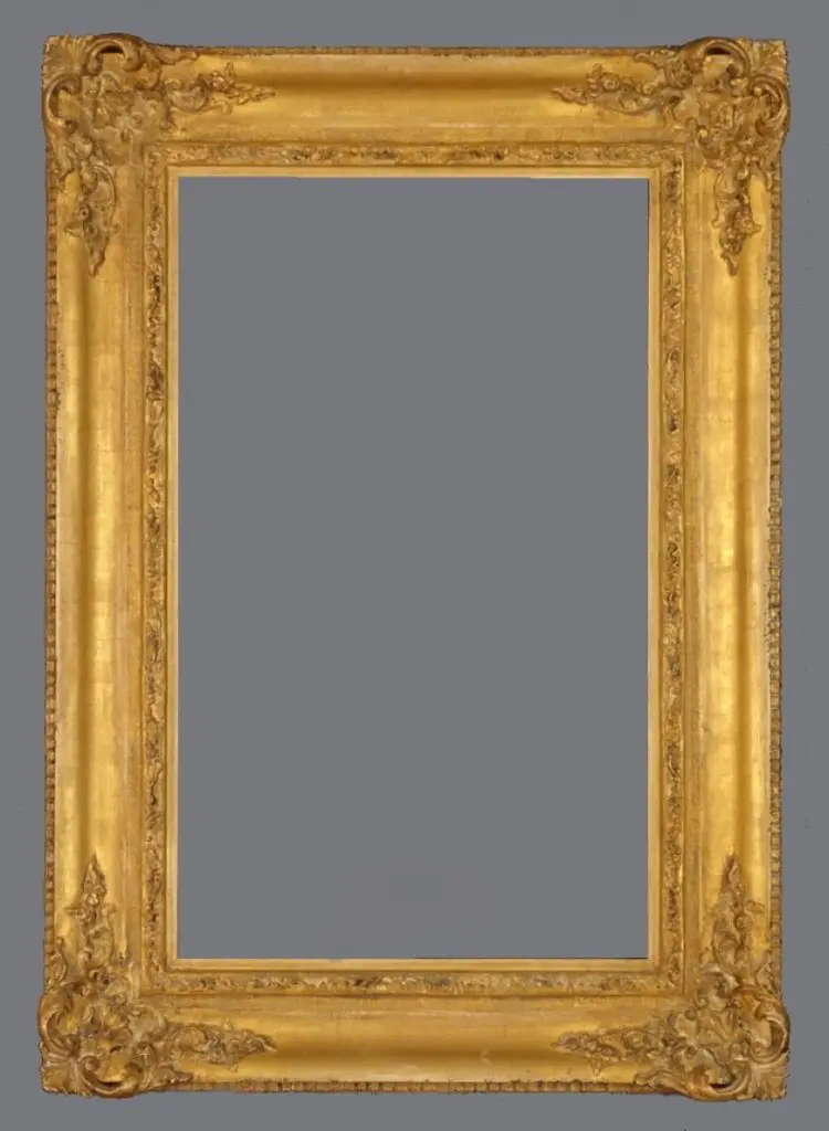 A picture frame with a gray background