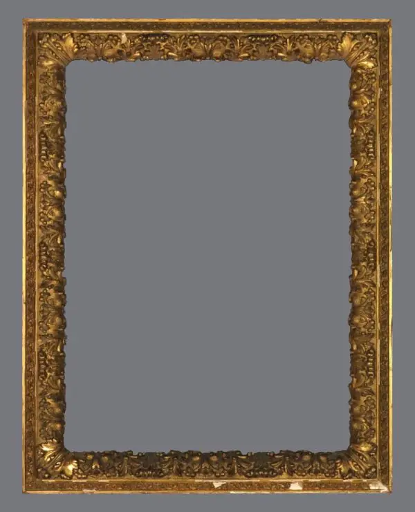 A gold frame with a gray background