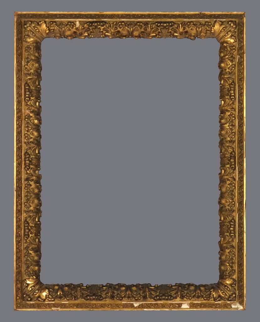 A gold frame with a gray background