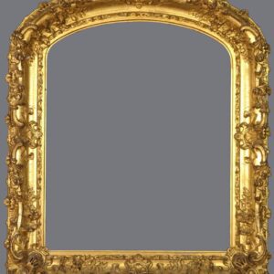 A gold frame with a gray background