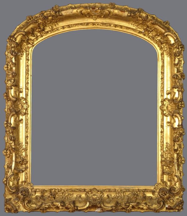 A gold frame with a gray background