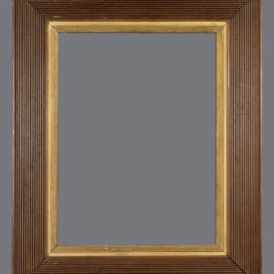 A picture frame with a gold trim on the top.