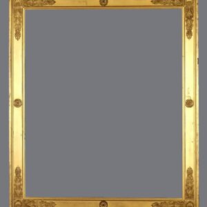 A gold frame with a gray background