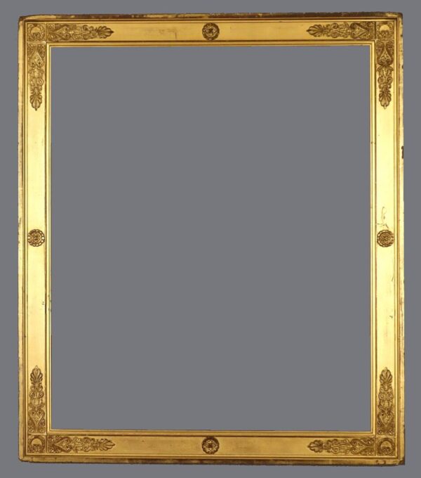 A gold frame with a gray background