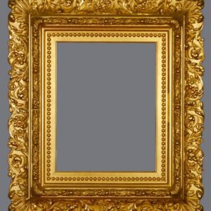 A gold frame with a gray background