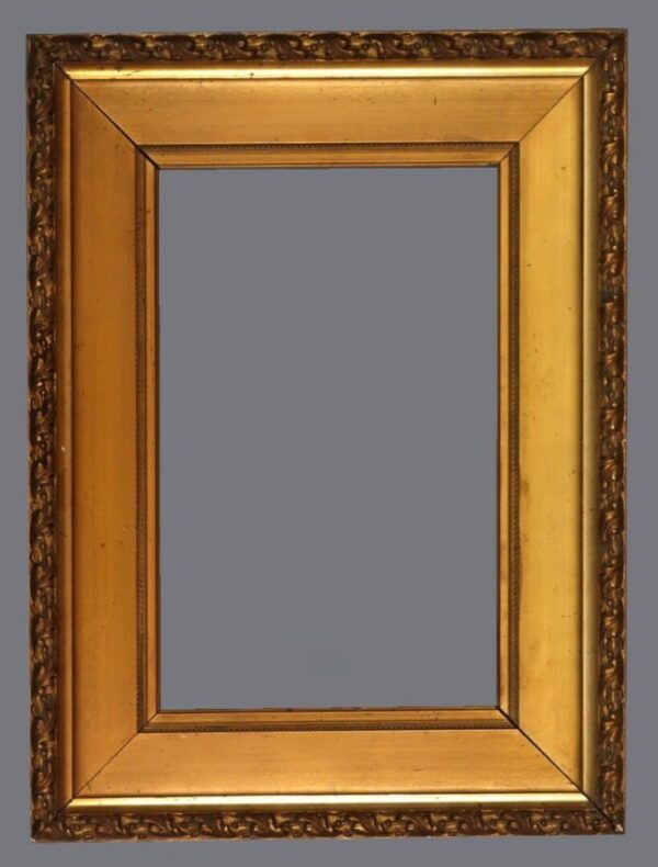 A picture frame with a gray background.