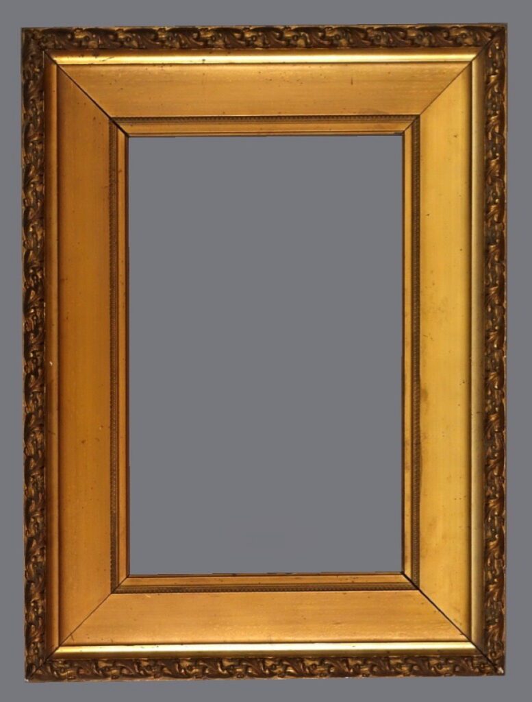 A picture frame with a gray background.