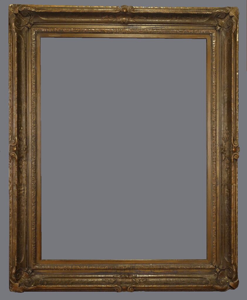 A picture frame with a gray background.