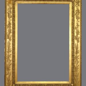 A gold frame with a gray background