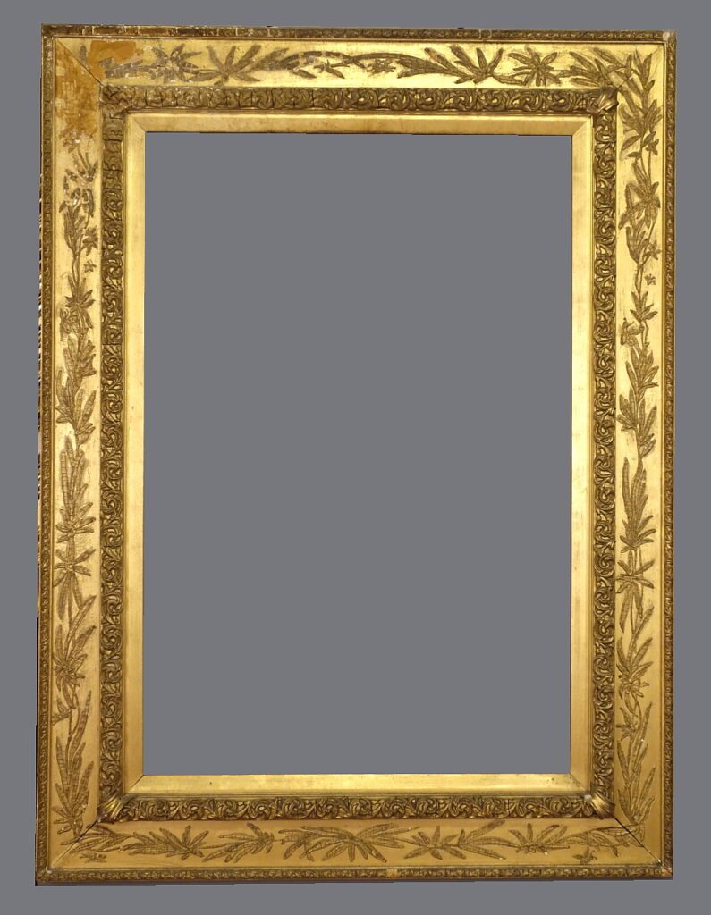 A gold frame with a gray background