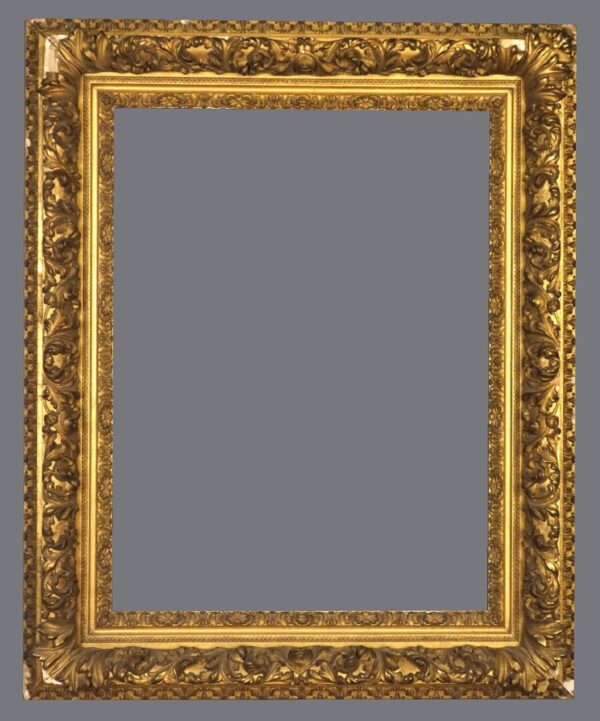 A gold frame with a gray background