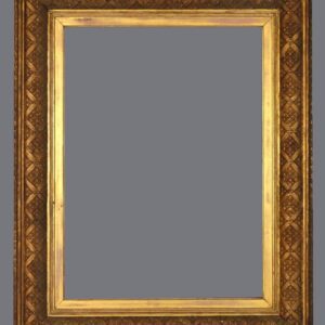 A picture frame with a gold leaf border.