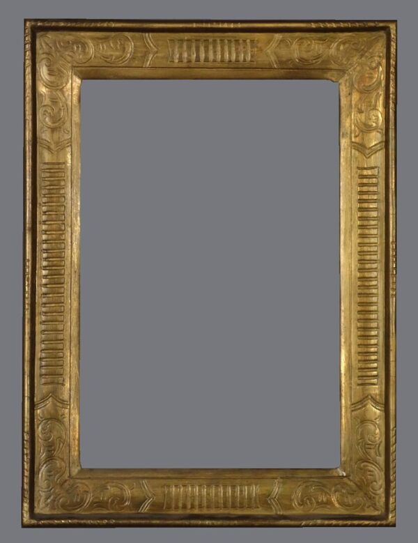 A gold frame with a gray background