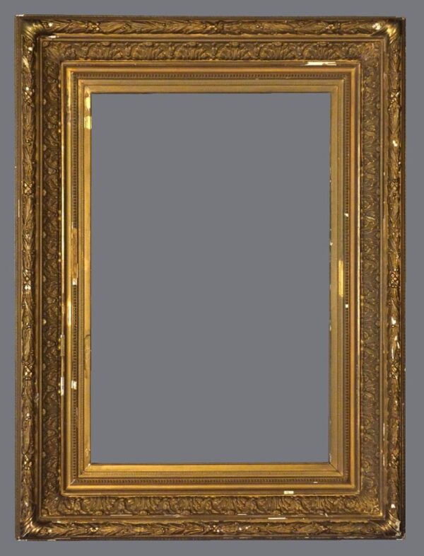 A gold frame with a gray background