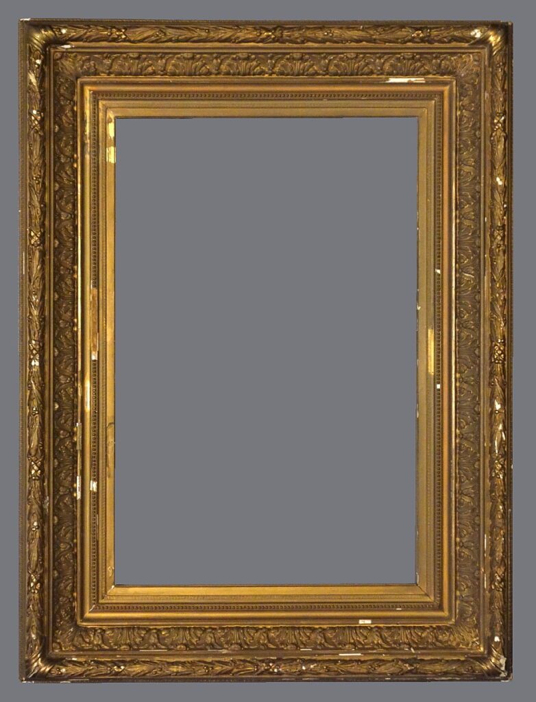 A gold frame with a gray background