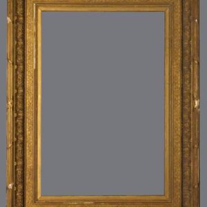 A gold frame with a gray background