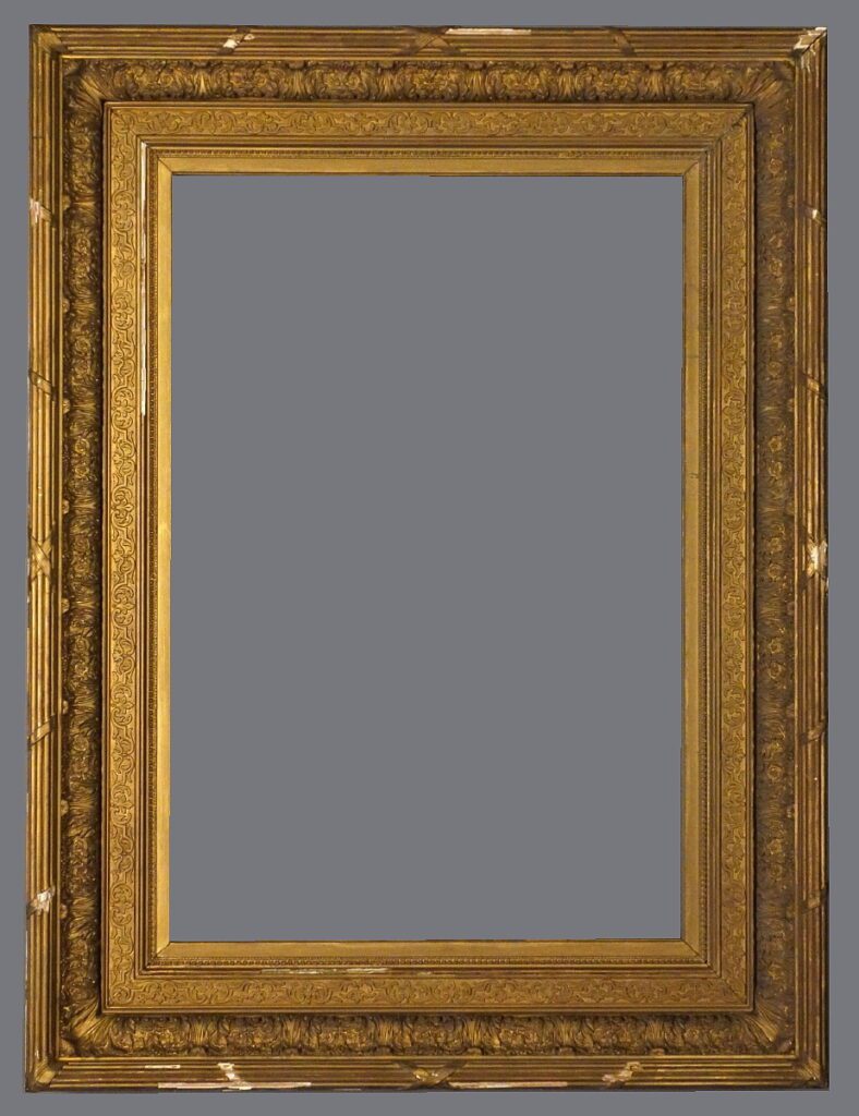 A gold frame with a gray background