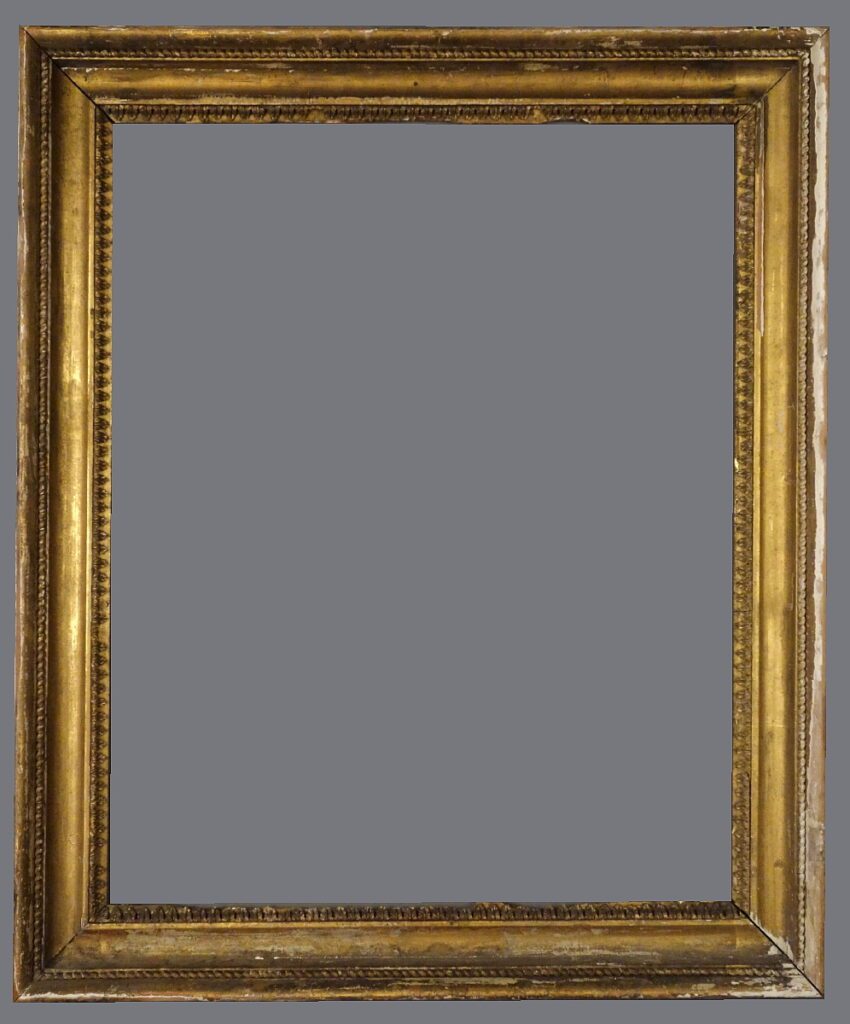 A gold frame with a gray background