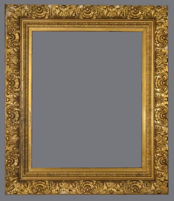 A gold frame with gray background