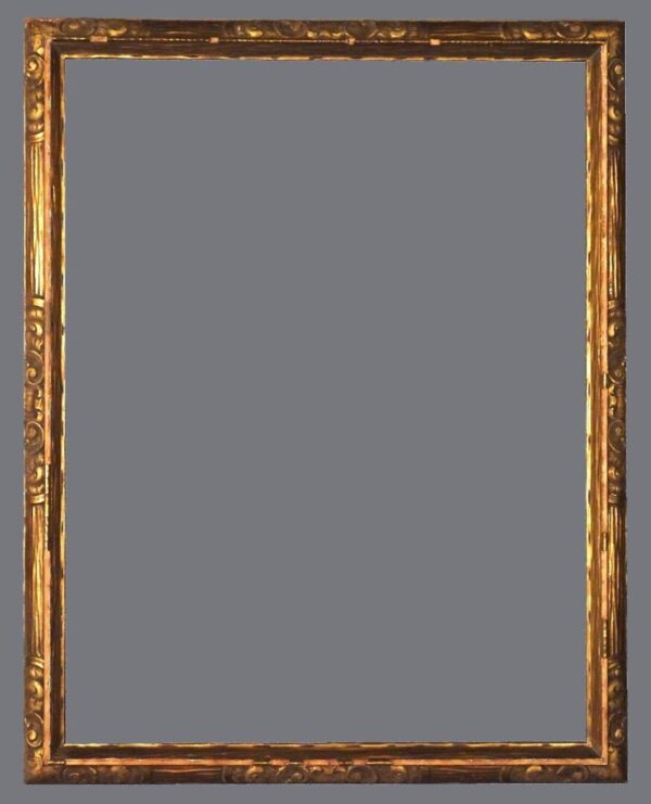 A gold frame with gray background