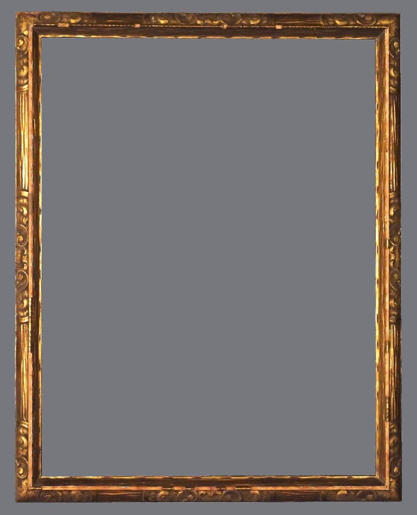 A gold frame with gray background