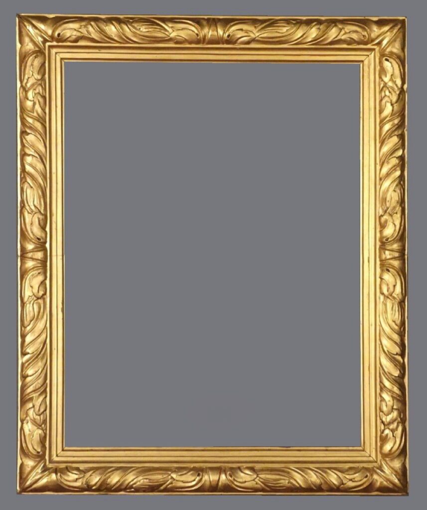 A gold frame with a gray background