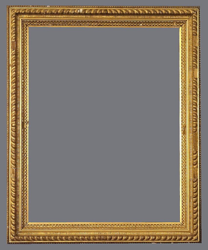 A gold frame with gray background