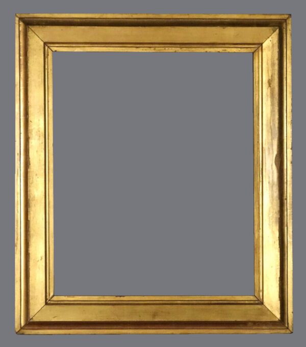 A gold frame with gray background