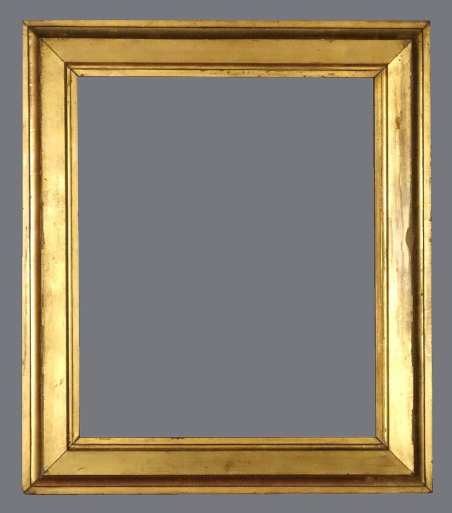 A gold frame with gray background