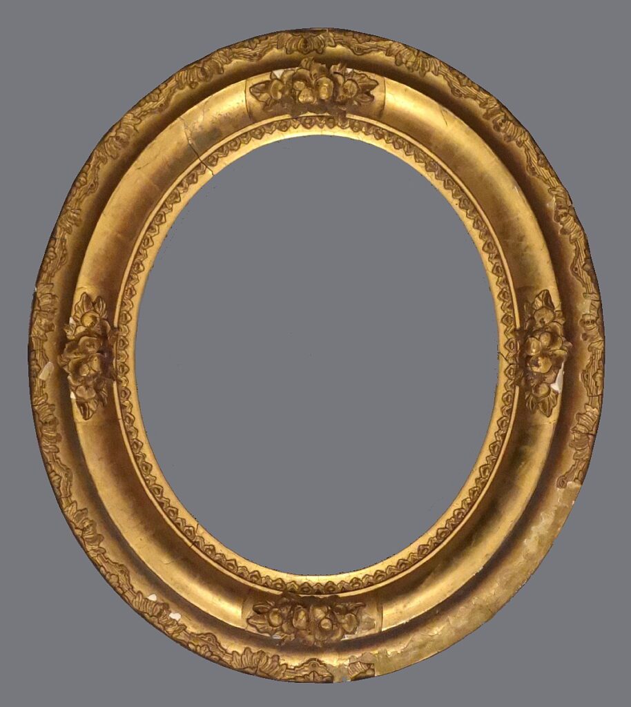 A gold frame with a gray background