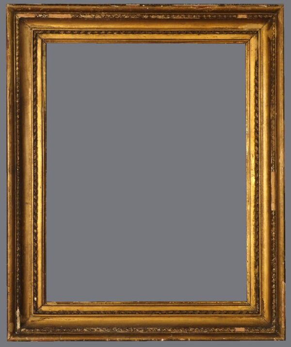 A gold frame with gray background