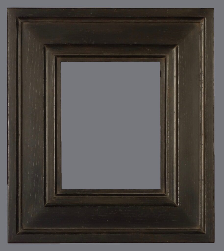 A picture frame with a gray background.