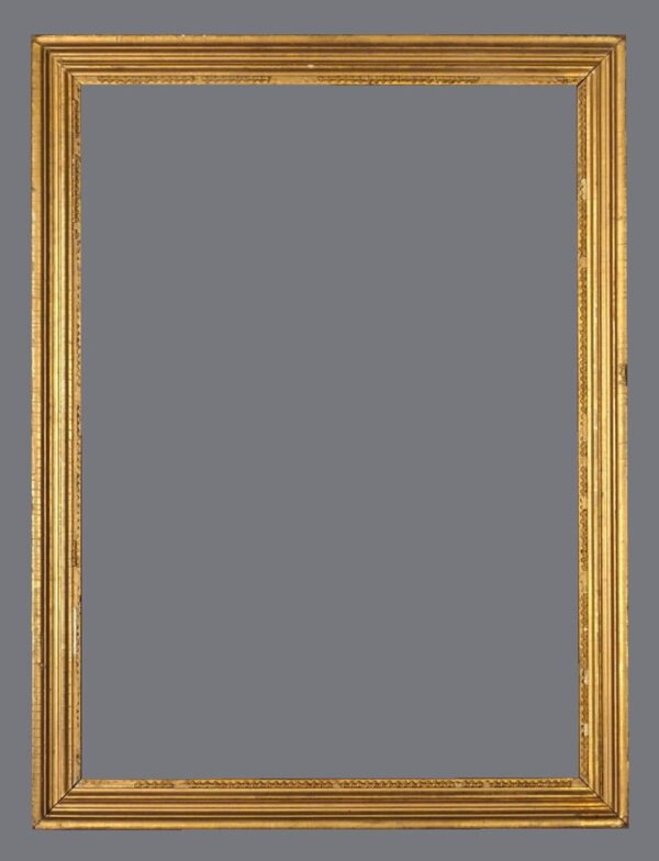 A gold frame with gray background