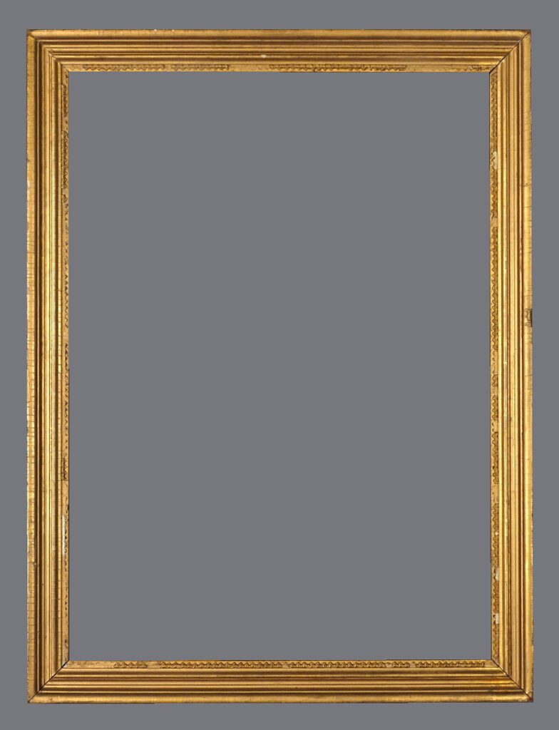 A gold frame with gray background