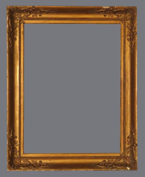 A picture frame with a gray background.