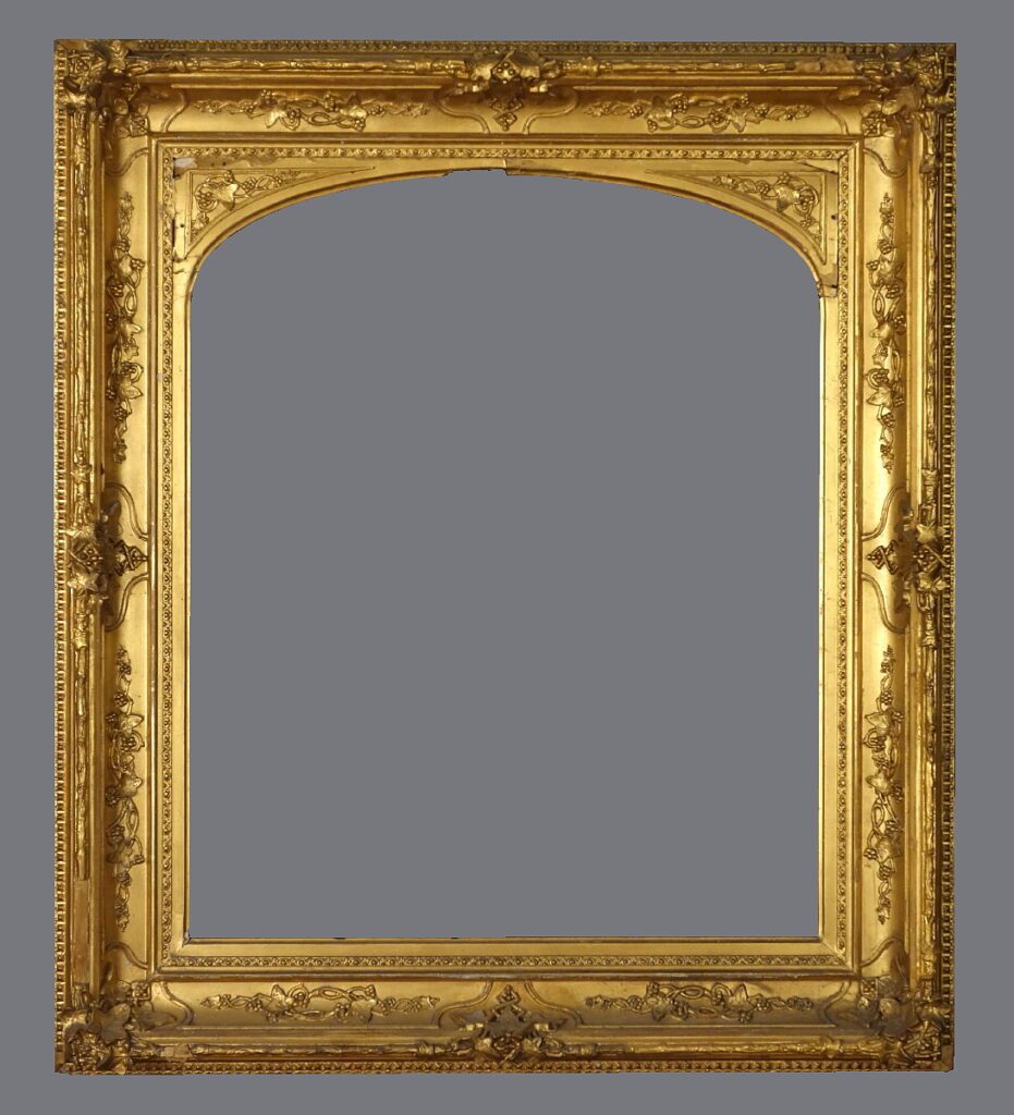 A gold frame with a gray background