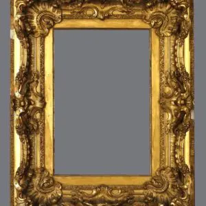 A gold frame with a gray background