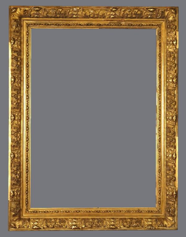 A gold frame with a gray background