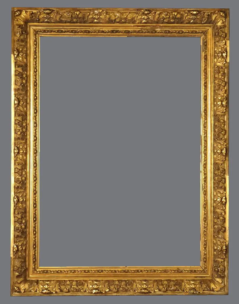 A gold frame with a gray background