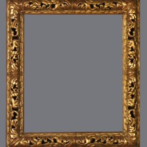 A gold frame with a gray background