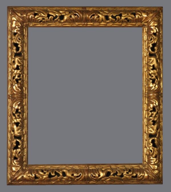 A gold frame with a gray background