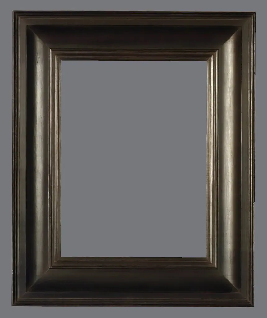 A picture frame with a gray background.