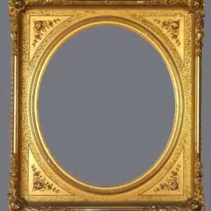 A gold frame with a gray background