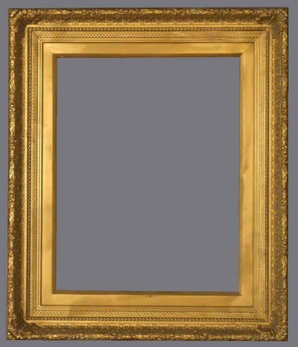 A gold frame with a gray background