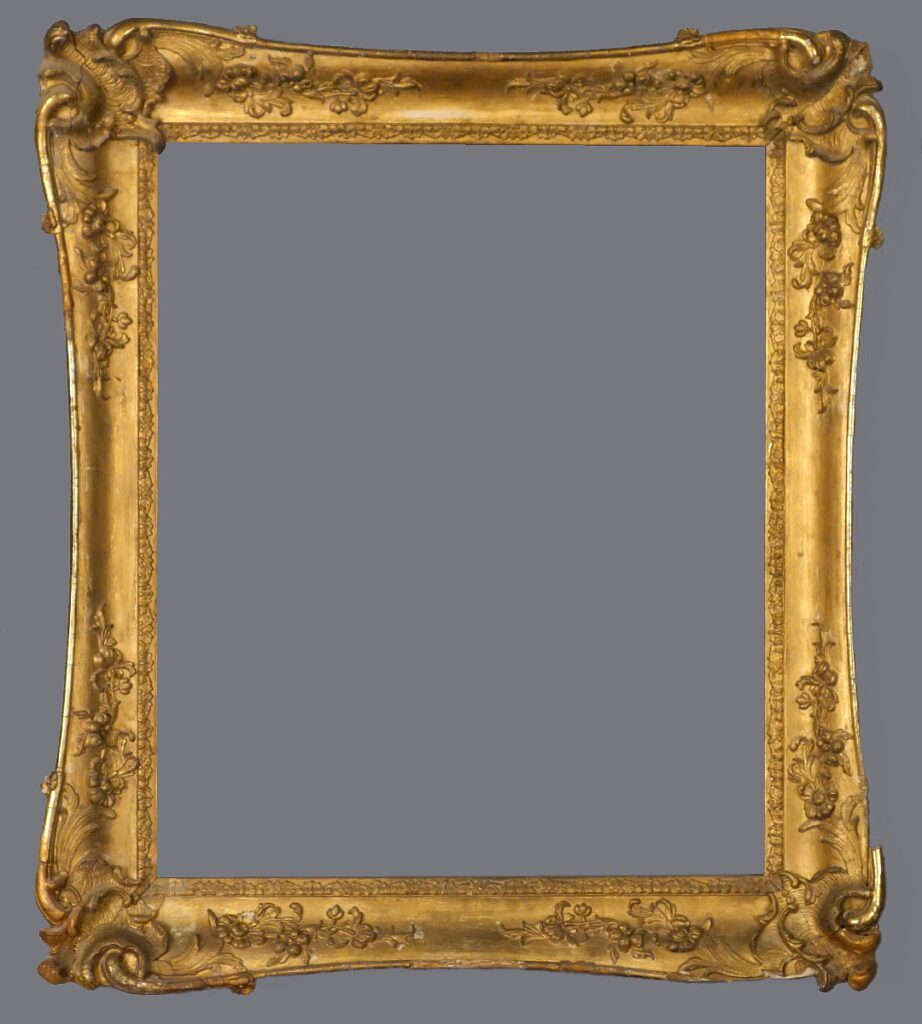 A gold frame with a gray background