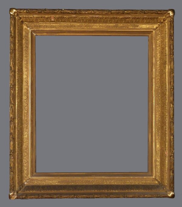 A picture frame with a gray background.