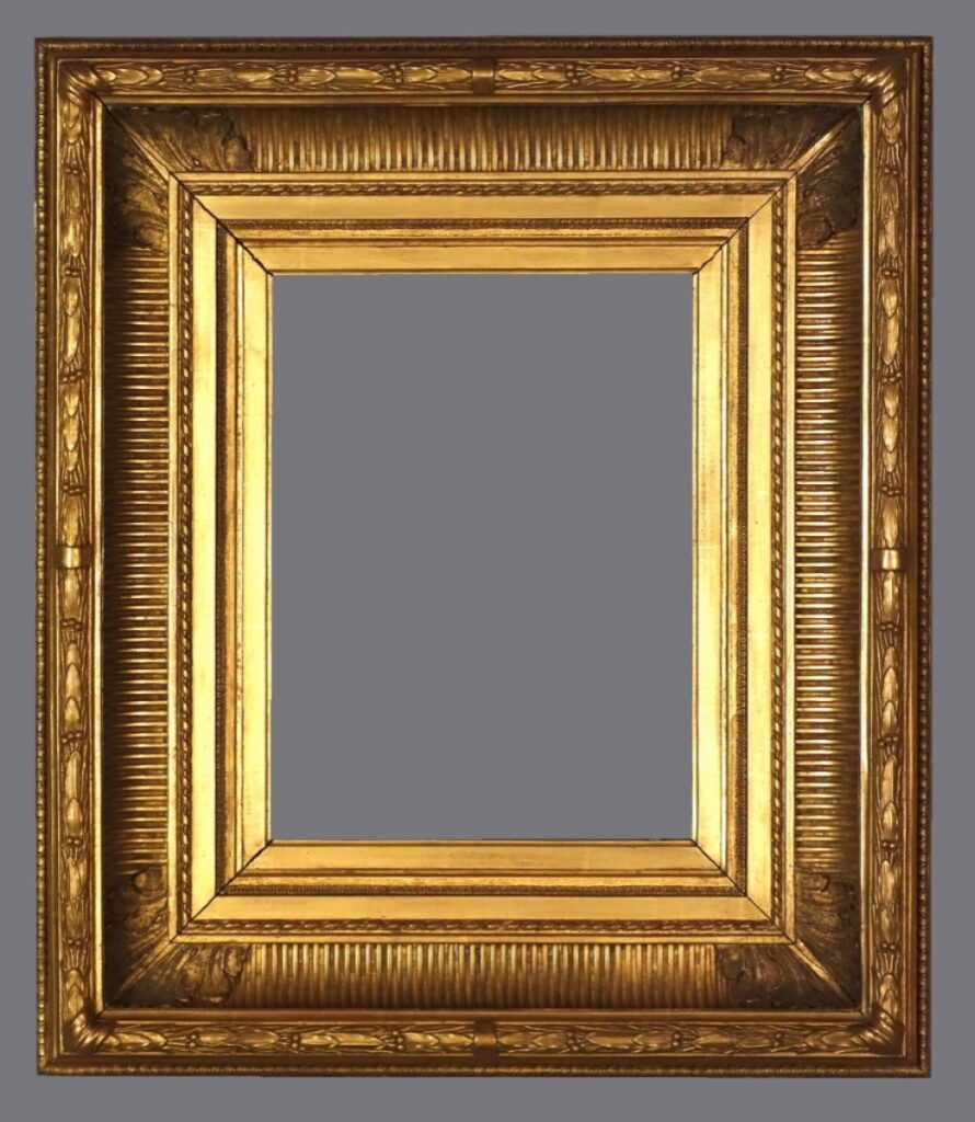 A picture frame with a gray background